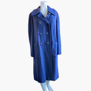 Vintage 100% Cashmere Peacoat Ultima tailored by Mr Vincent Blue Womens XL Swing
